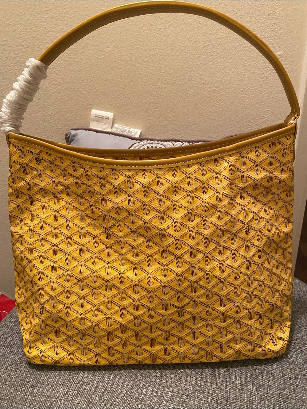 Yellow Geometric-Print Shoulder Bag
